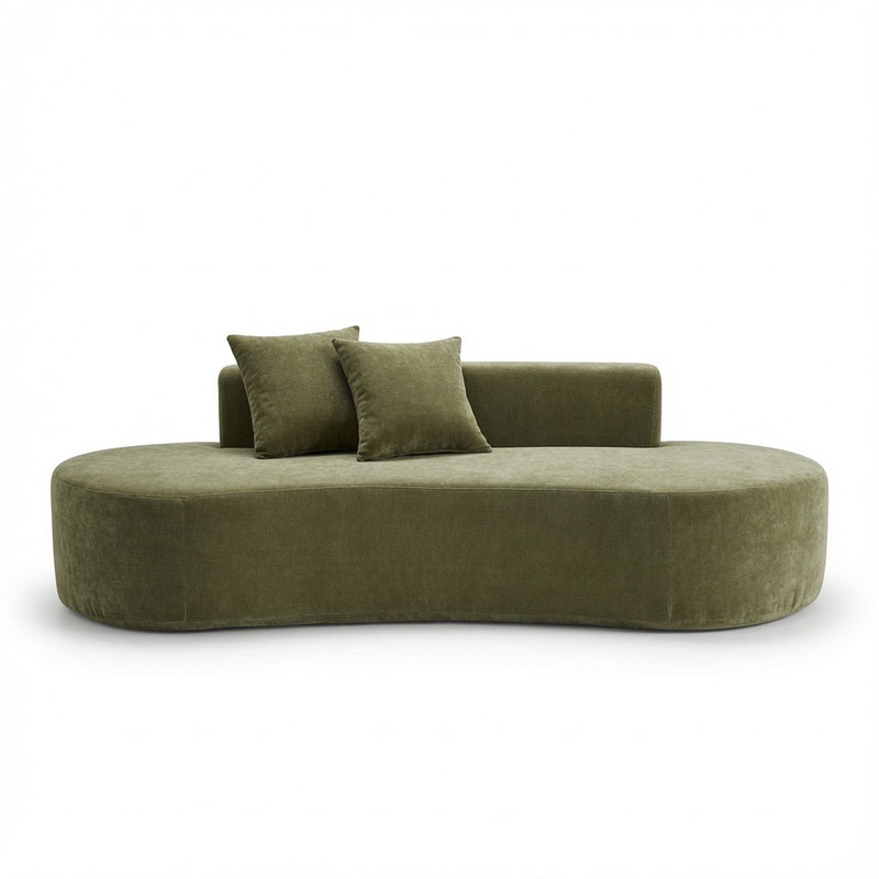 Curved Green Velvet Chaise Lounge for rent from ZNC Solutions, Wayne NJ