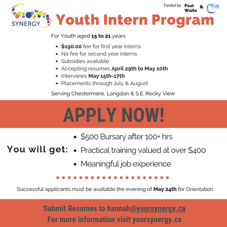 Synergy is Accepting Youth Intern Resumes!
