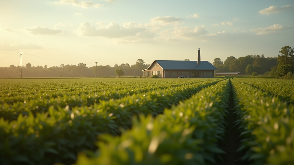 Wide-angle view of a modern farm utilizing advanced technology