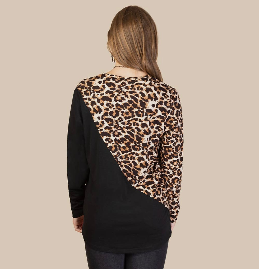 Thumbnail: Long Sleeve Color Block Leopard Top
