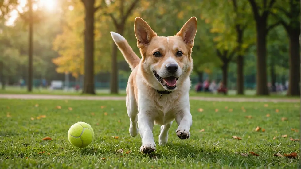 Dog enjoying a game of fetch at a park