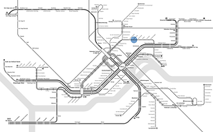 metro and tram network Rotterdam bw dot.png