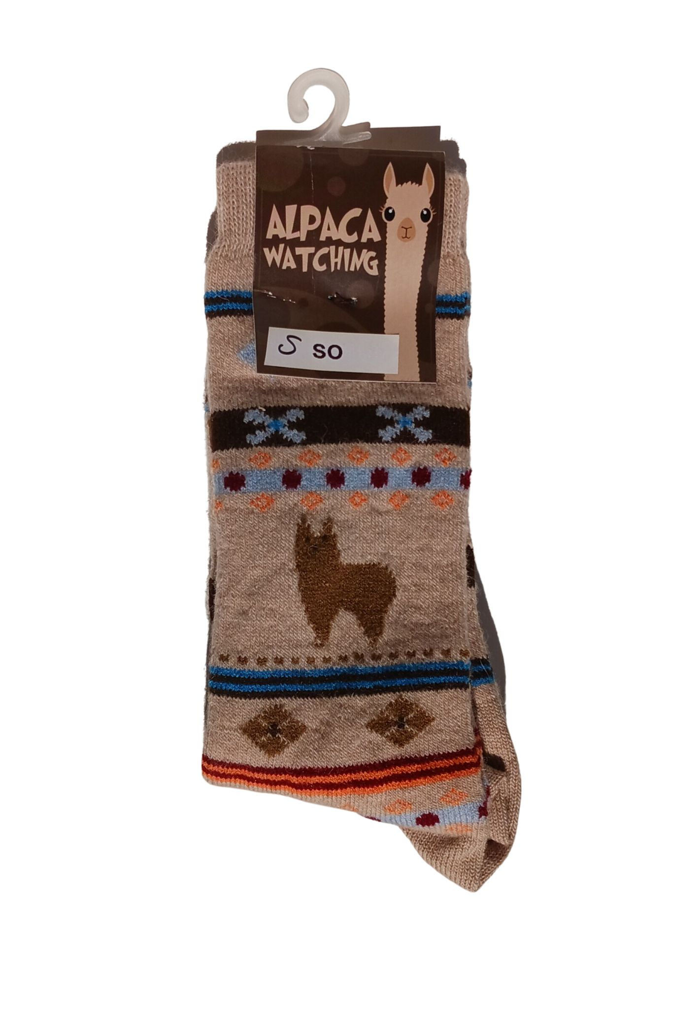 Alpaca Watching Socks, Beige