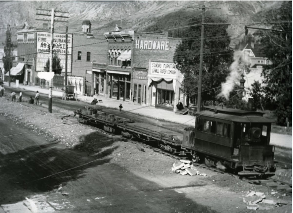 Construction of the track through downtown Brigham City, between Forest and 100 South