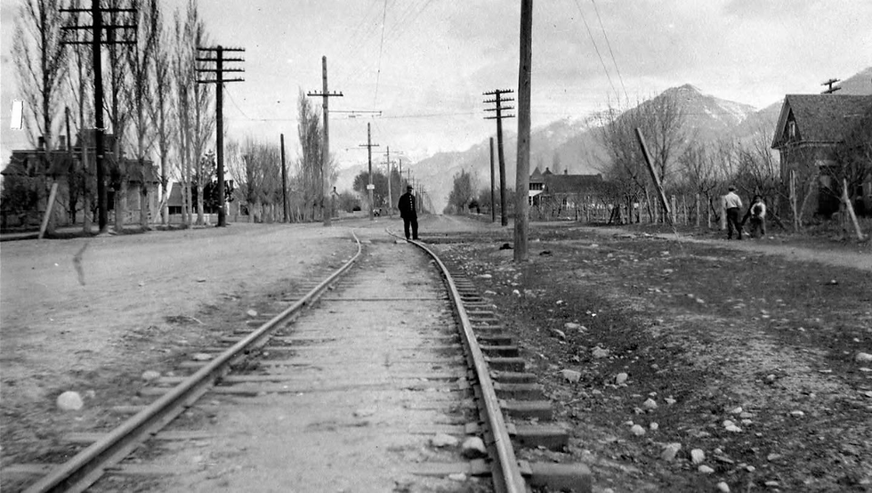 Tracks near the intersection at 1100 South and Main in Brigham City