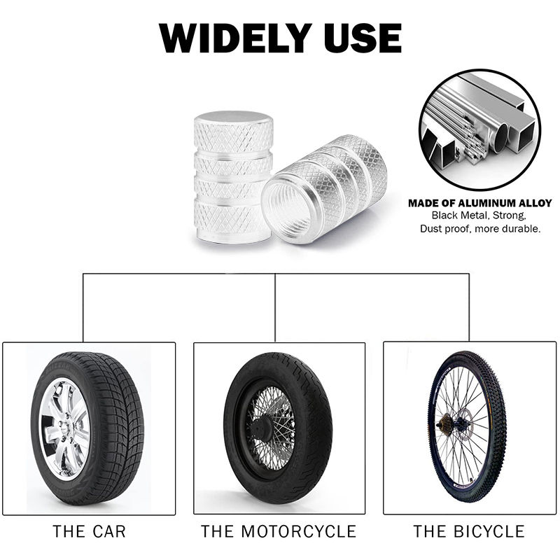 Thumbnail: 4pcs Universal Car Wheel Tire Valve Stem Caps Dust Covers Aluminum Tire Wheel St