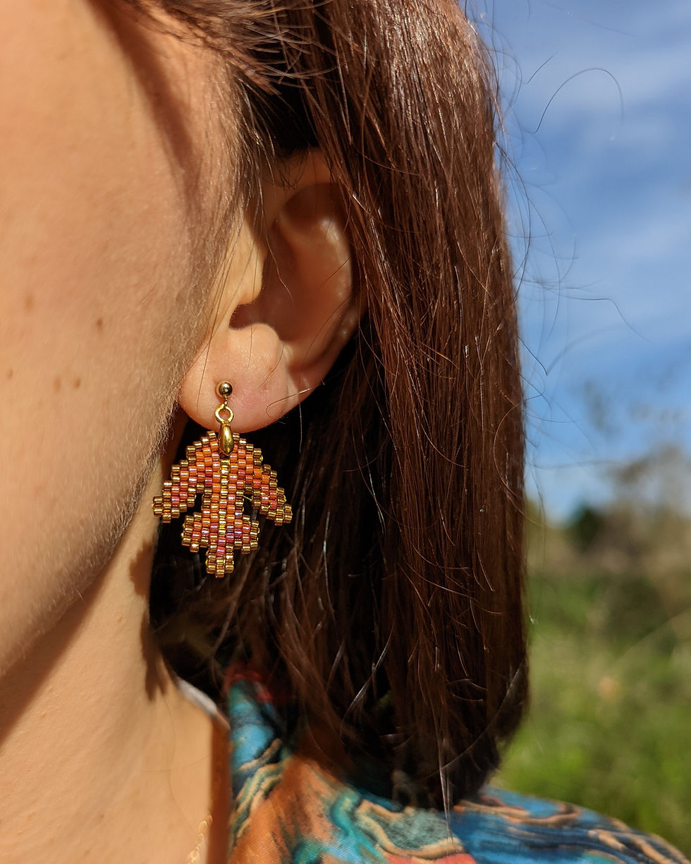 Miniature : Boucles d'oreilles feuille d'Aubépine