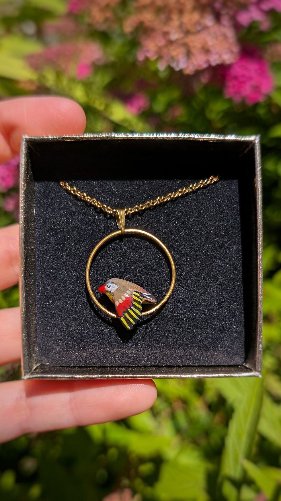 Miniature : Pendentif Leiothrix jaune 