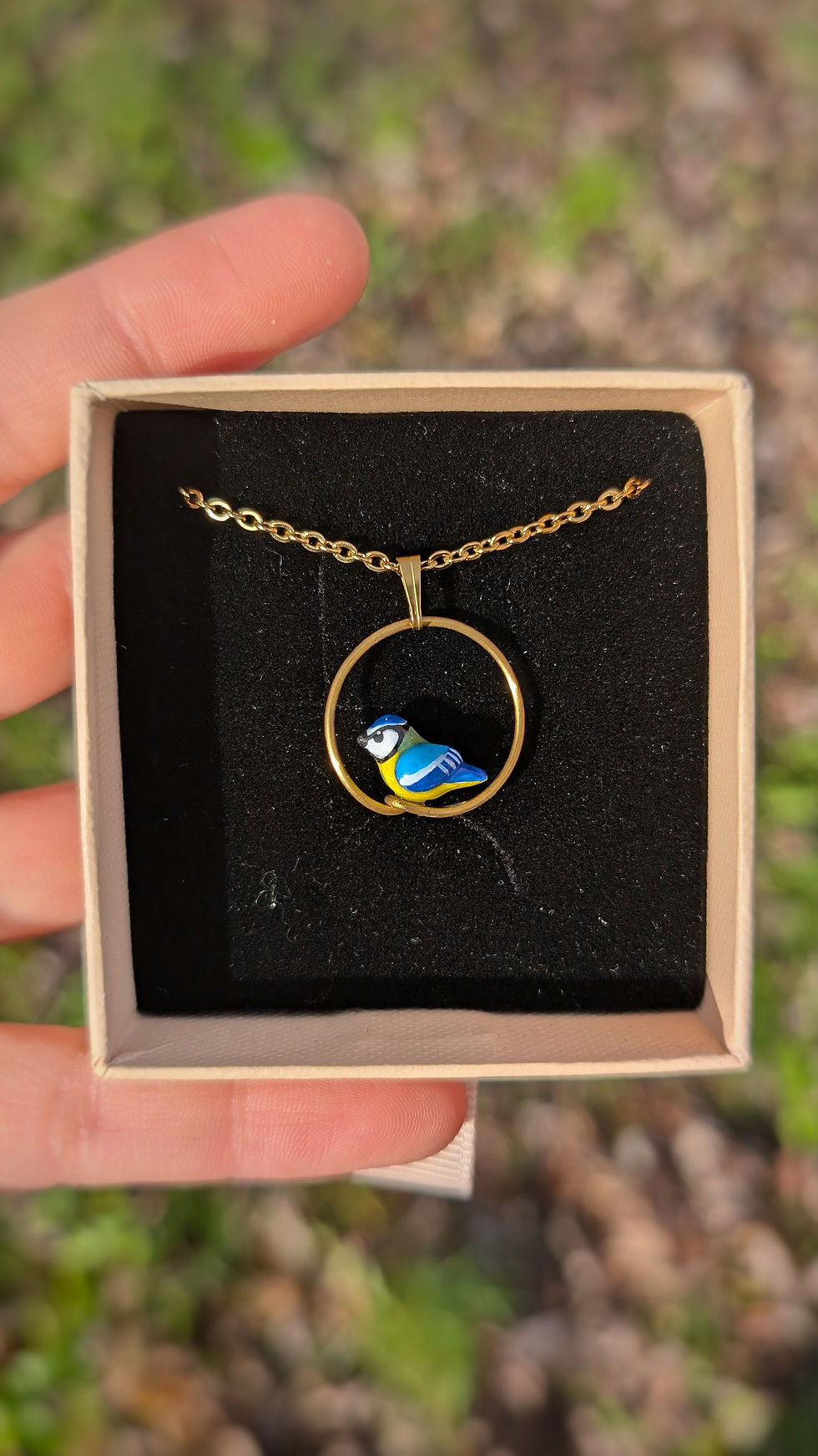 Miniature : Pendentif Mésange bleue rond