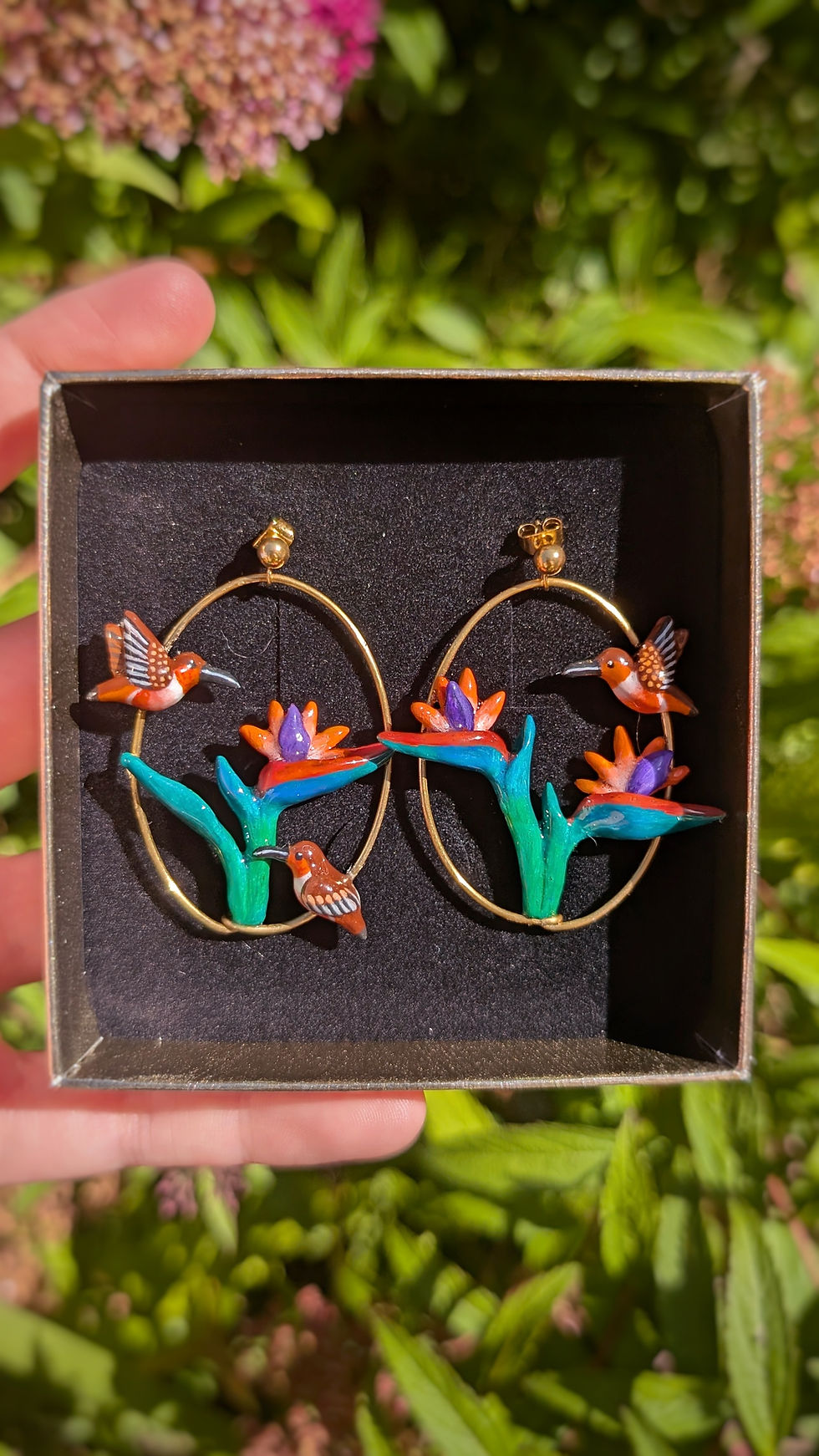 Miniature : Boucles Oiseau de paradis et Colibri roux