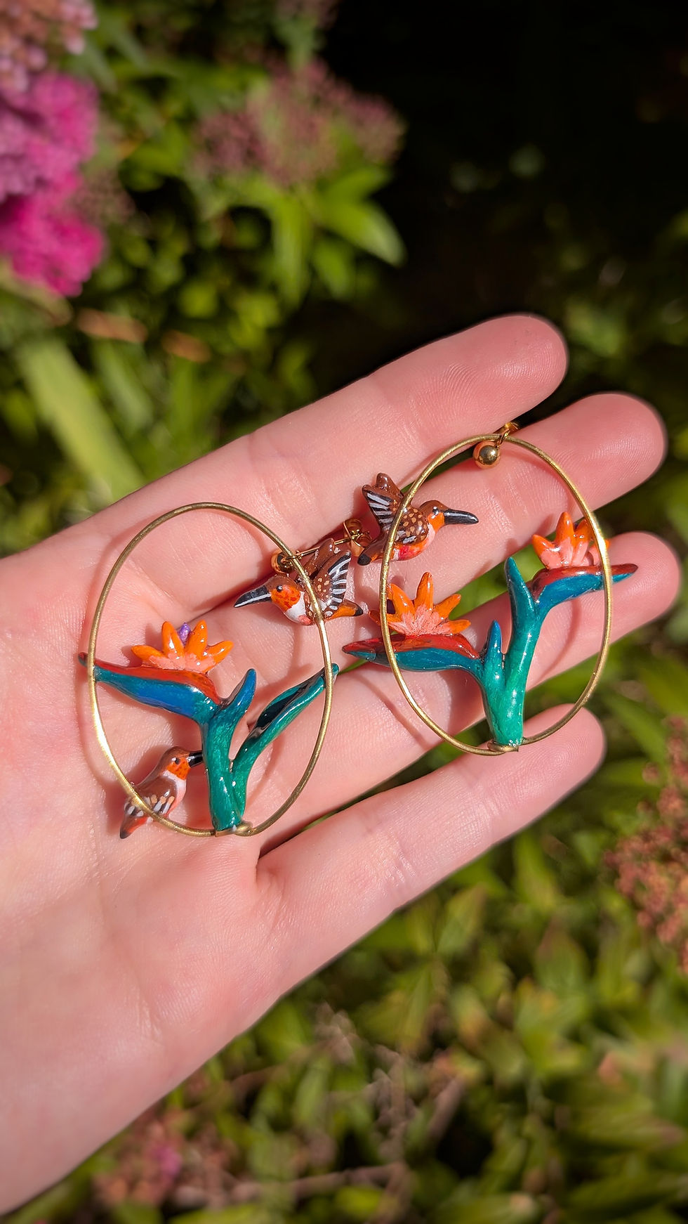 Miniature : Boucles Oiseau de paradis et Colibri roux