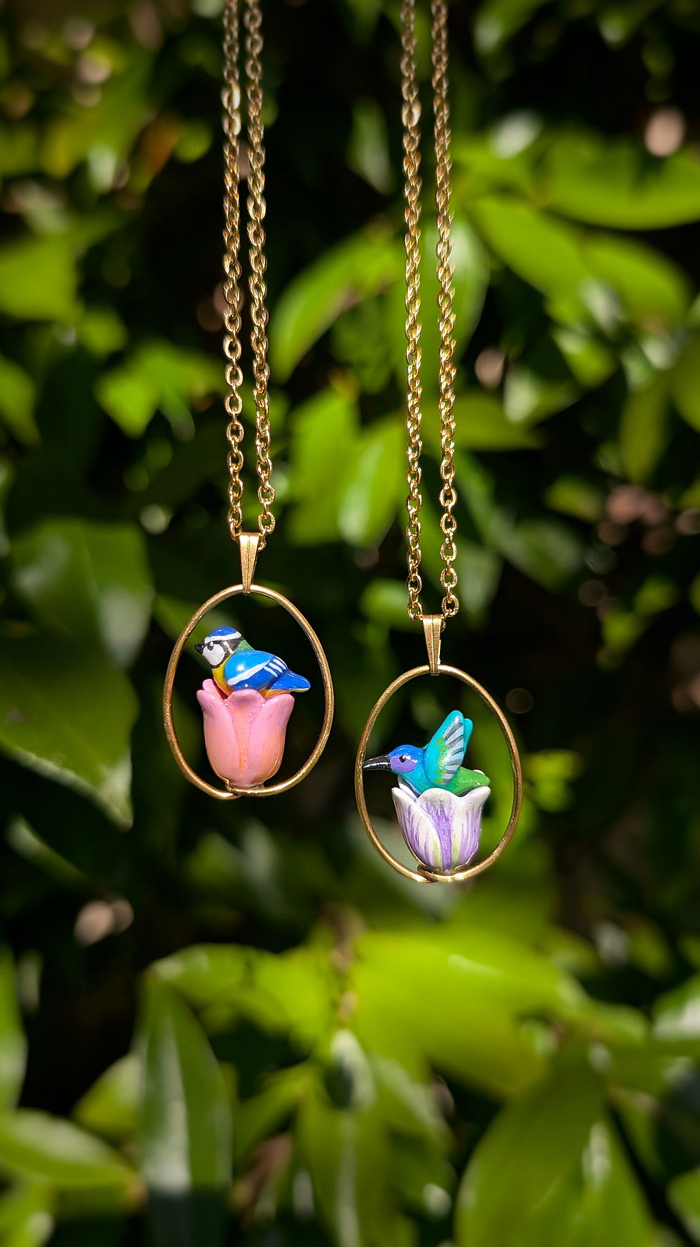 Miniature : Pendentif Tulipe et Colibri violet
