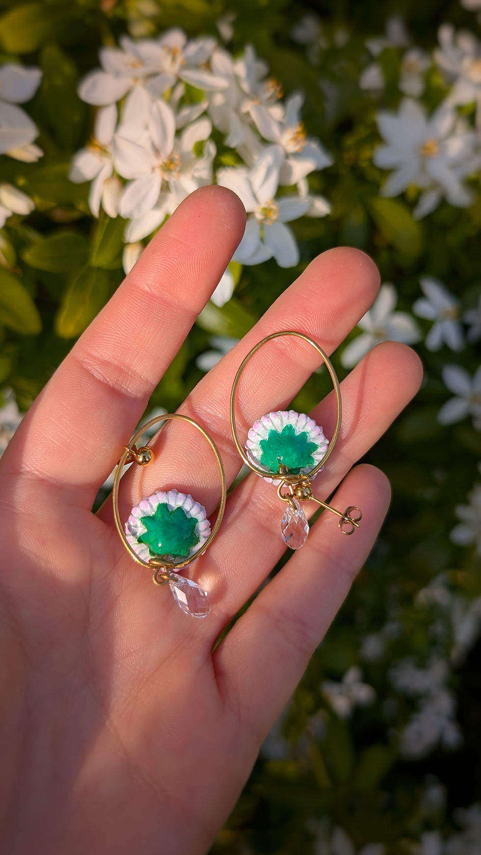 Miniature : Boucles Pâquerette & perle en cristal