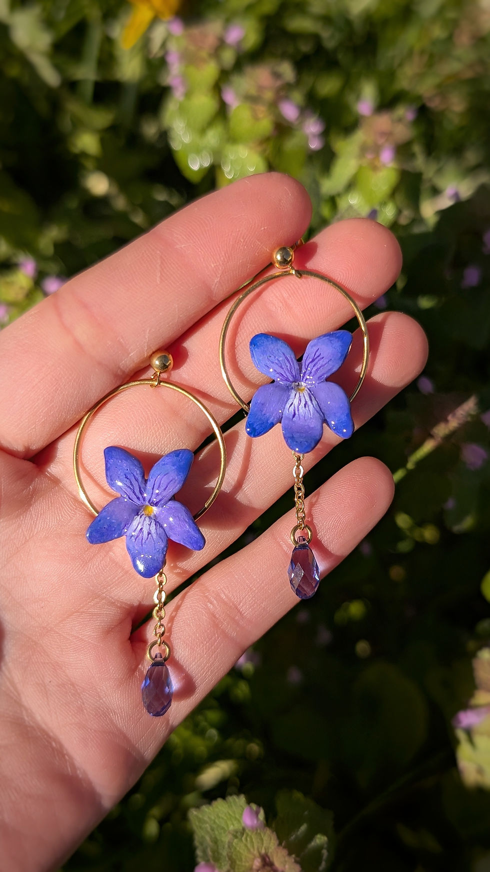 Miniature : Boucles Violette & cristal 