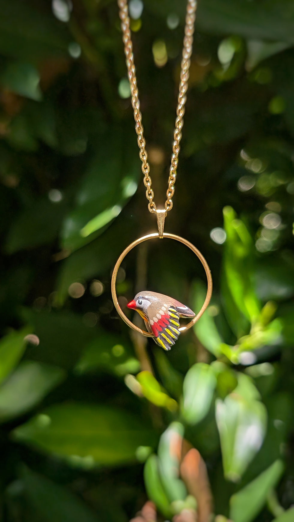 Miniature : Pendentif Leiothrix jaune 