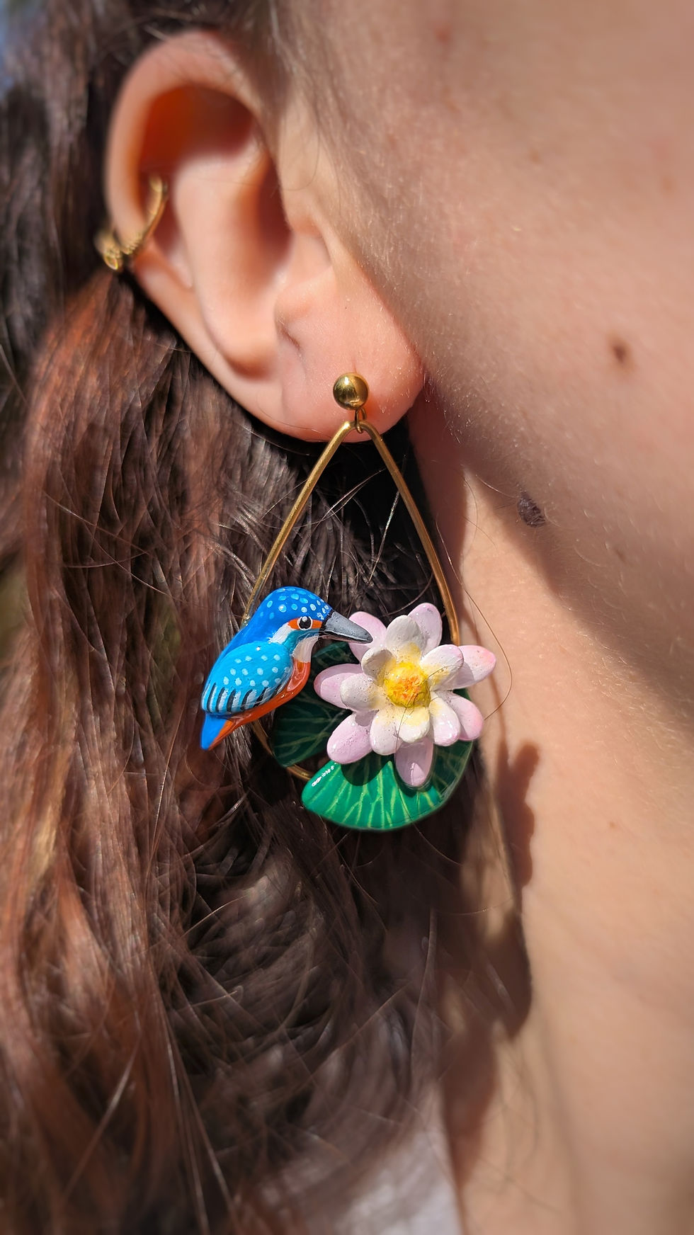 Miniature : Boucles Martin pêcheur et nénuphar 