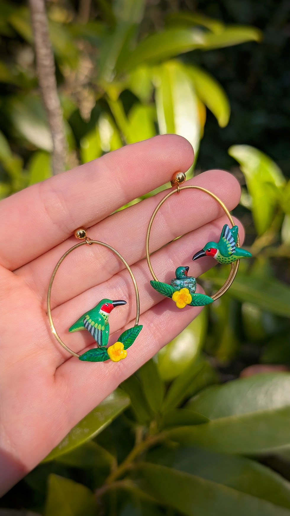 Miniature : Boucles Colibri nid et bébé 