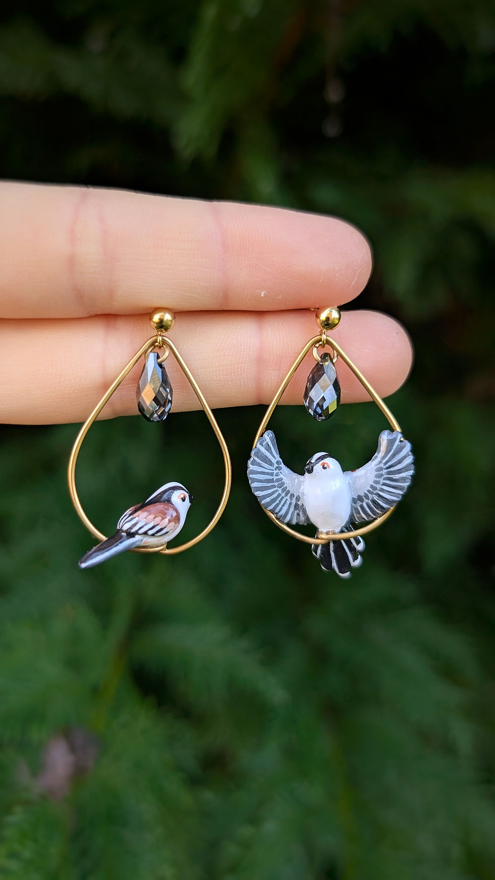 Miniature : Boucles Orite à longue queue & perles en cristal 