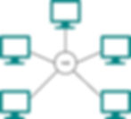 Diagram depicting Star topology, every node connected to central hub