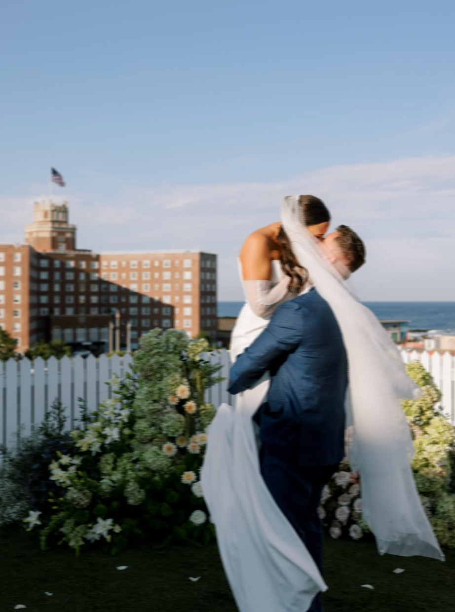 Wedding at Asbury Park Hotel in Asbury Park, NJ. Photo by Grace Brown Photography. Couple chose live guest portraits.