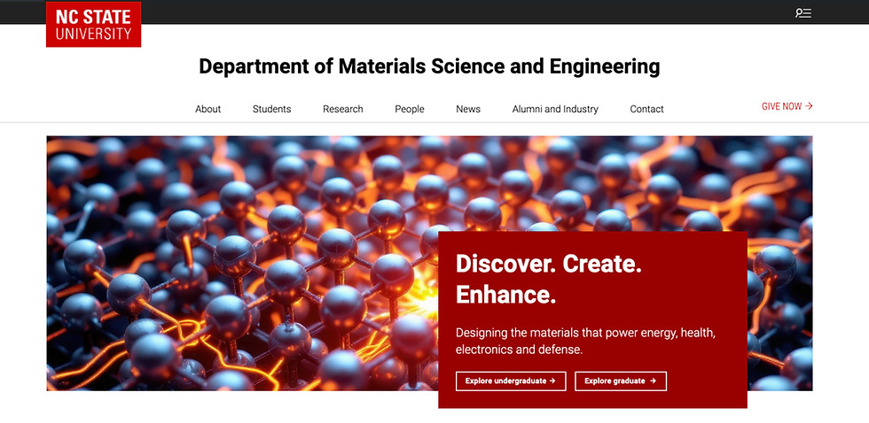 mockup of engineering website homepage