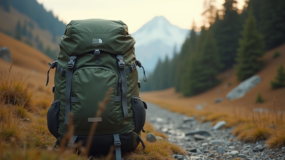 Eye-level view of a high-quality hiking backpack