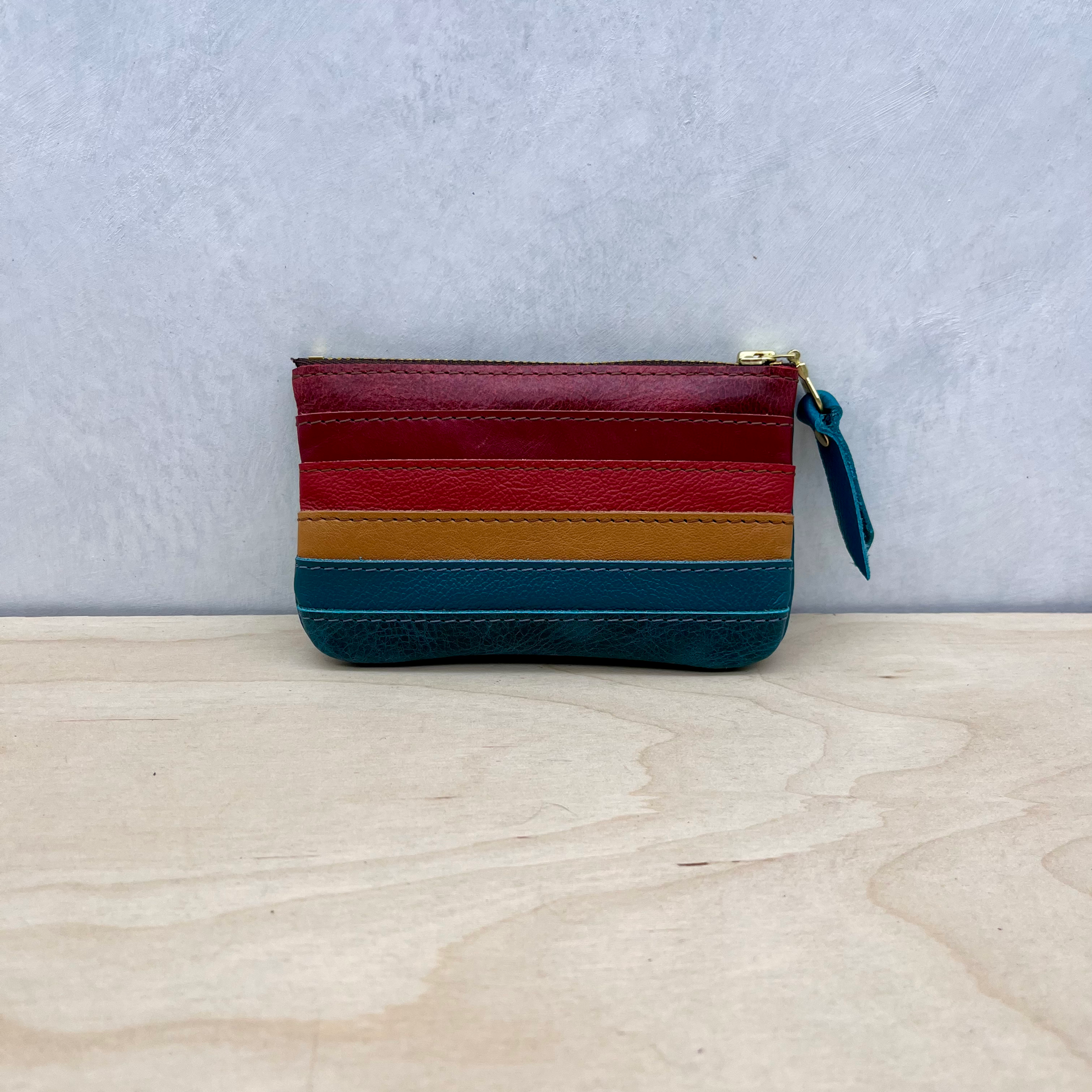 Small Zip Pouch - Rainbow + Teal