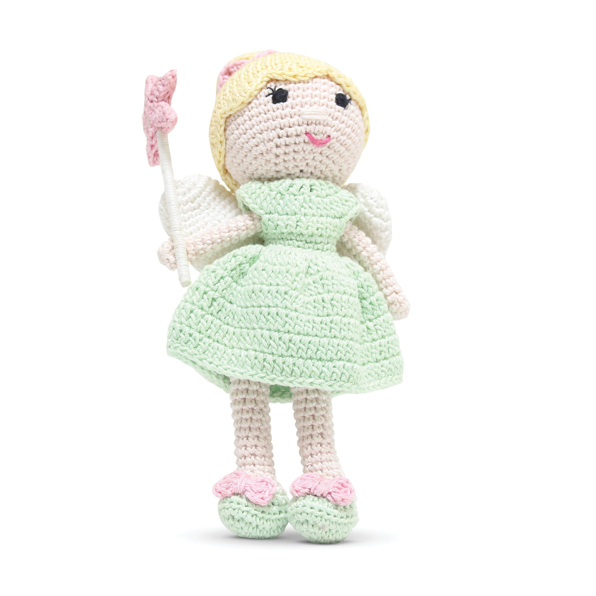 Happy Thread  Amigurumi Soft Toy- Handmade Crochet- Blue Fairy Doll- GREEN