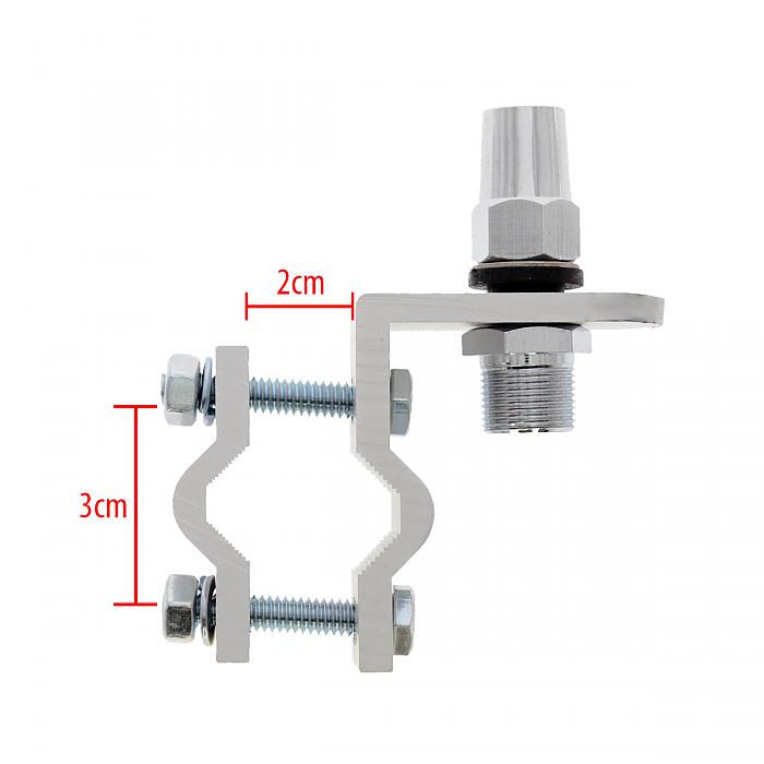 サムネイル： Double Groove CB Radio Antenna Mirror Mount with 3/8-24 to SO239 Stud Adaptor