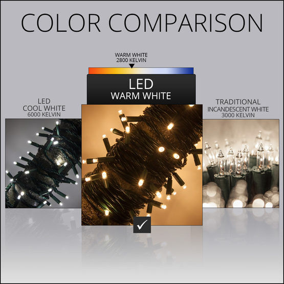 Thumbnail: Kringle Traditions 5mm Warm White LED Christmas Lights on Green Wire