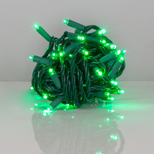 Kringle Traditions 5mm Green LED Christmas Lights, Green Wire, 6" Spacing