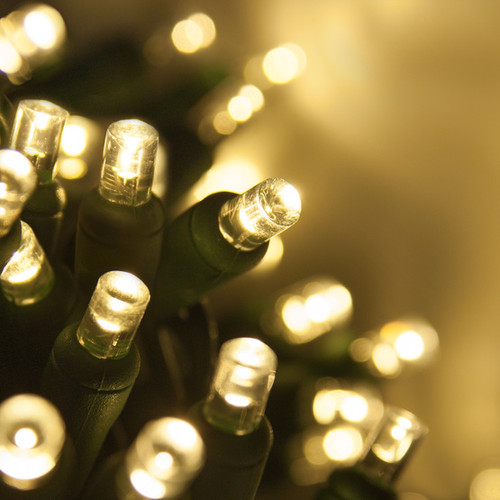 5 mm 70 count LED Warm White Christmas Light String Green Wire