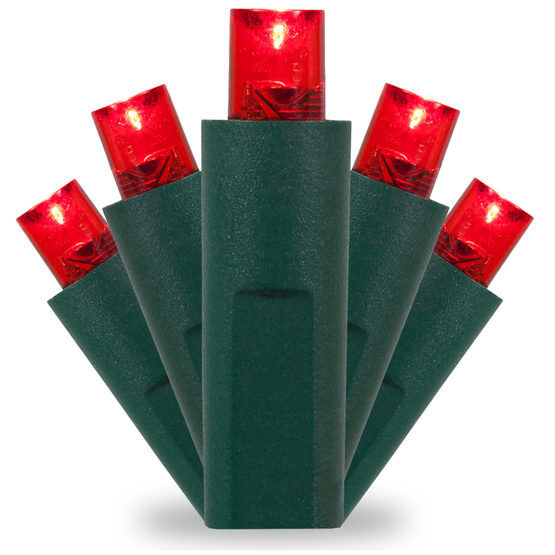 Kringle Traditions 5mm Red LED Christmas Lights, Green Wire, 6" Spacing