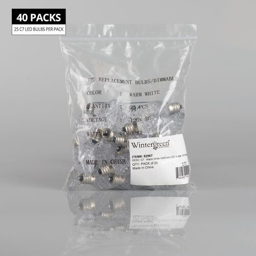Thumbnail: C7 Warm White OptiCore LED Christmas Light Bulbs, Box of 25