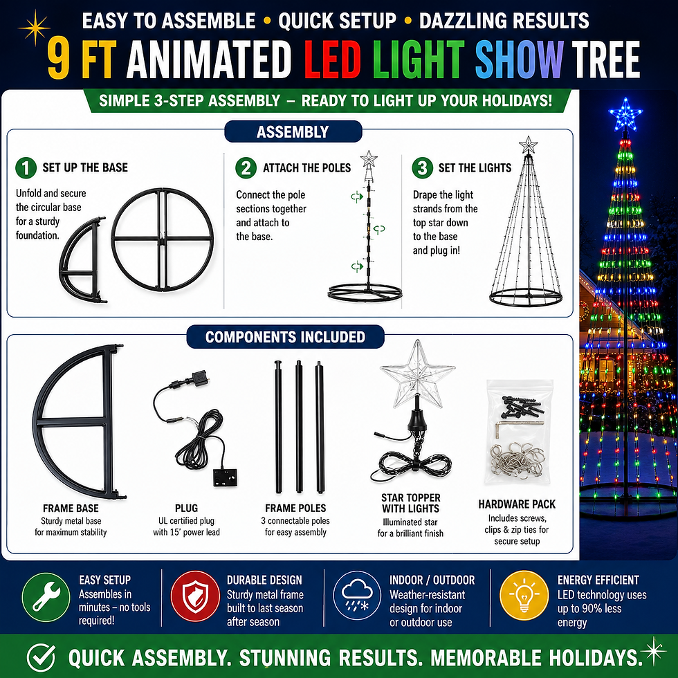 Thumbnail: 9' Animated LED Light Show Christmas Tree