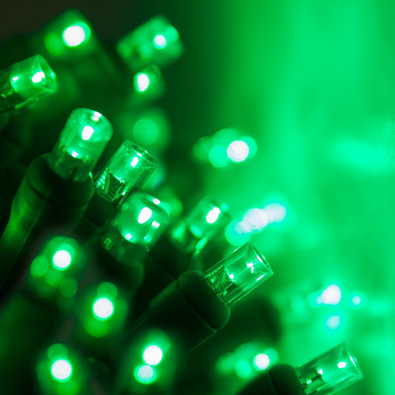 5 Mm 100 Count Led Green Christmas Light String Wire Com