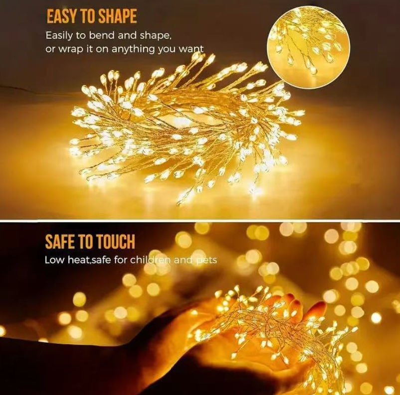 Thumbnail: arm white LED fairy string lights on flexible copper wire, easy to bend and shape, safe low-heat design for children and pets