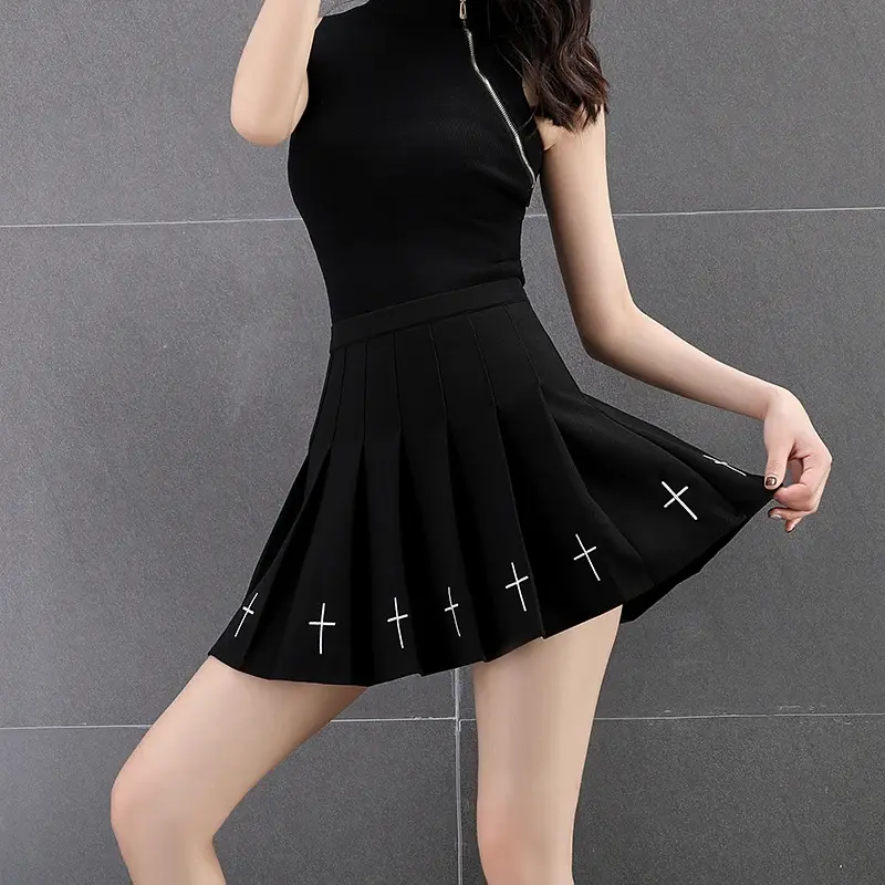 Thumbnail: 2020 Women Harajuku Sweet Fresh Feeling High Waist Pleated Skirt Elastic Waist C