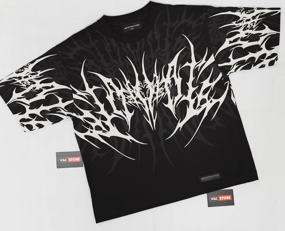 Thumbnail: Y2K Cyberpunk Gothic T Shirt Edgy Thorn Texture Print Pure Cotton Streetwear Fas