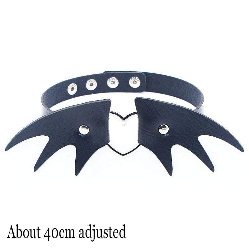 Thumbnail: Choker Collar Necklace Woman Black Punk Sexy PU Leather Heart Lock Key Spike Cho