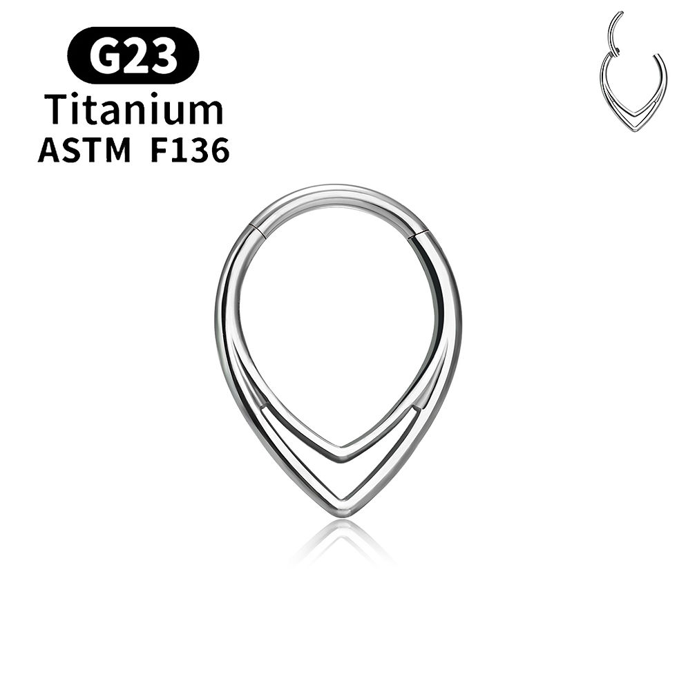 Thumbnail: ASTM F136 G23 TItanium Piercing Septum Heart Nose Rings 16G Hinged Clicker Tragu