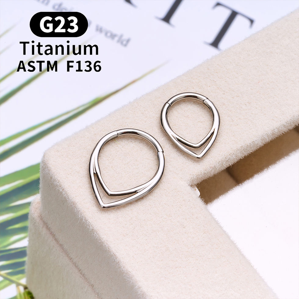 Thumbnail: ASTM F136 G23 TItanium Piercing Septum Heart Nose Rings 16G Hinged Clicker Tragu