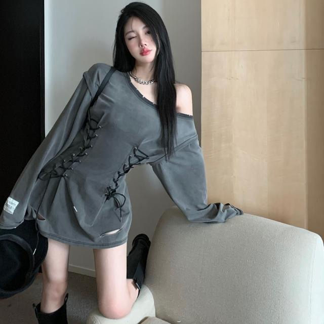 Thumbnail: Fairycore Grunge Corset Dress Long Sleeve Women Aesthetic Y2k Fairy Goth Clothes