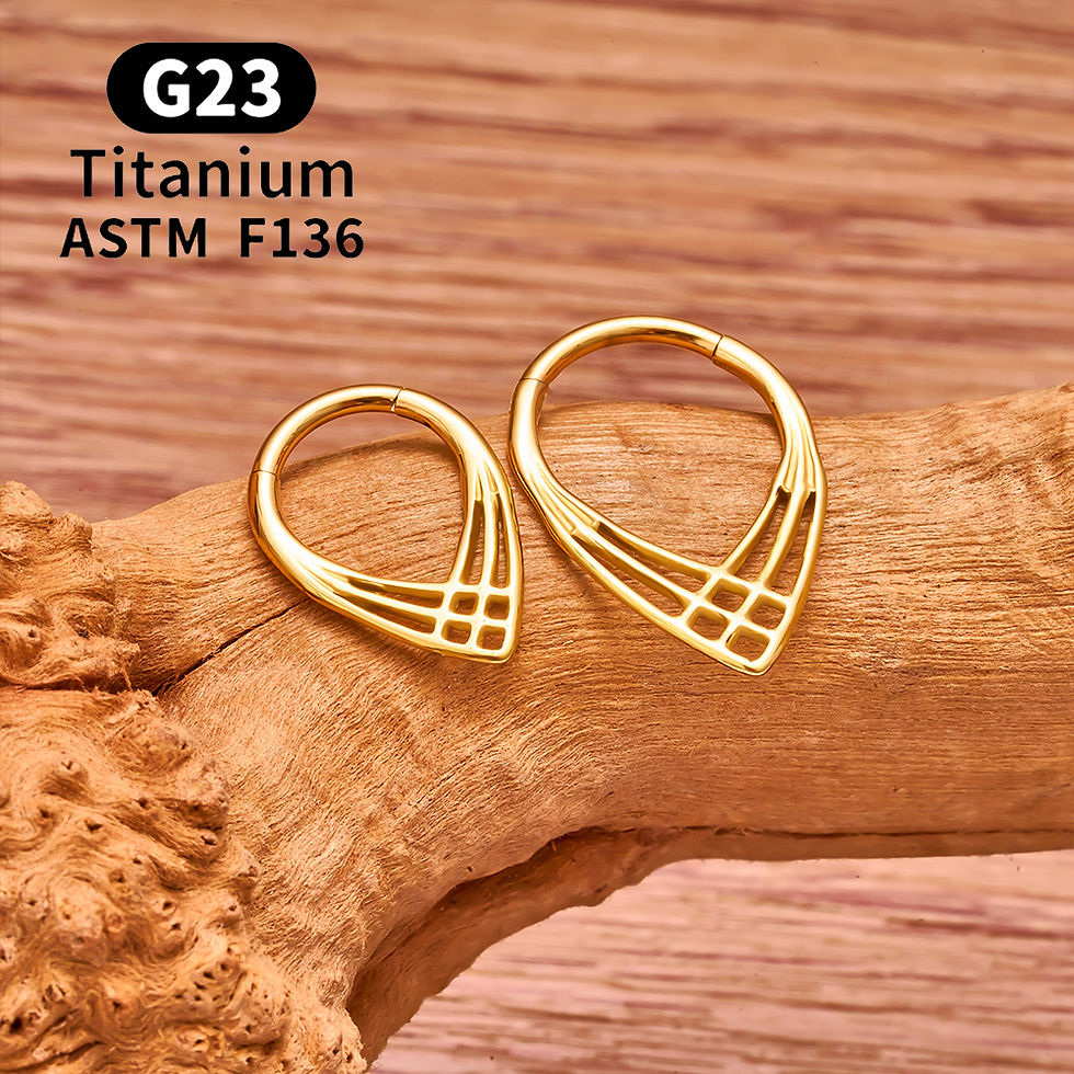 Thumbnail: ASTM F136 G23 TItanium Piercing Septum Heart Nose Rings 16G Hinged Clicker Tragu