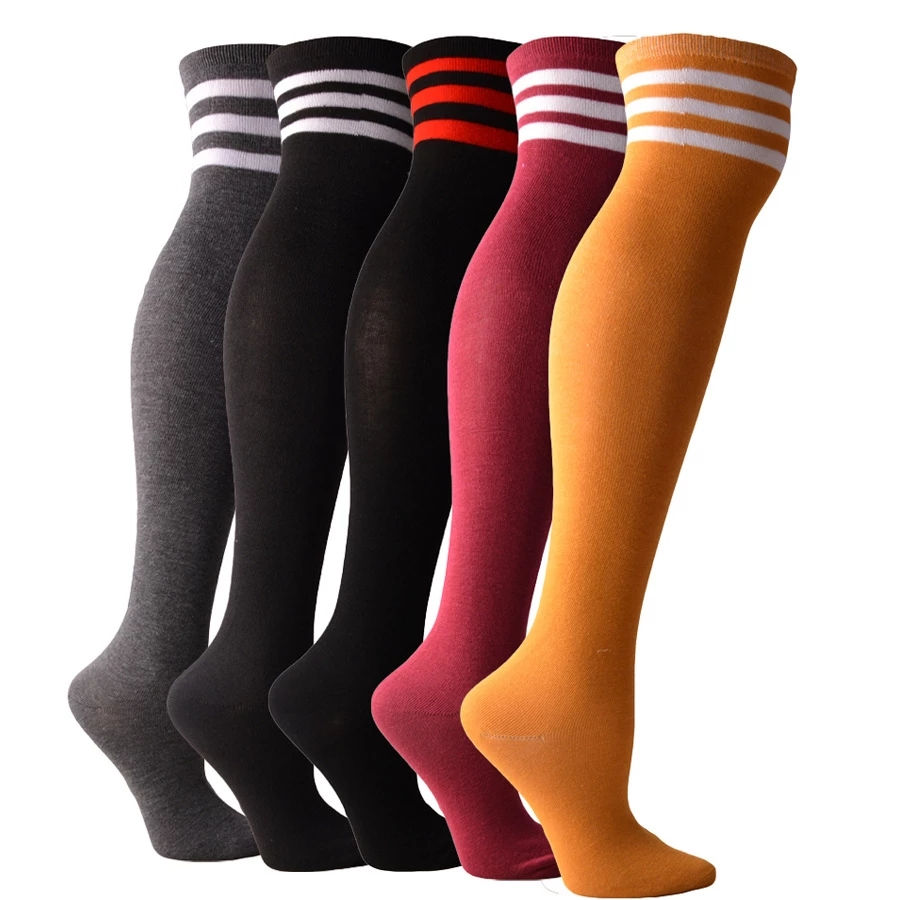 Thumbnail: Cute Over-Knee Socks Black Lolita Striped Socks Sexy Thighs High-Tube Nylon Long