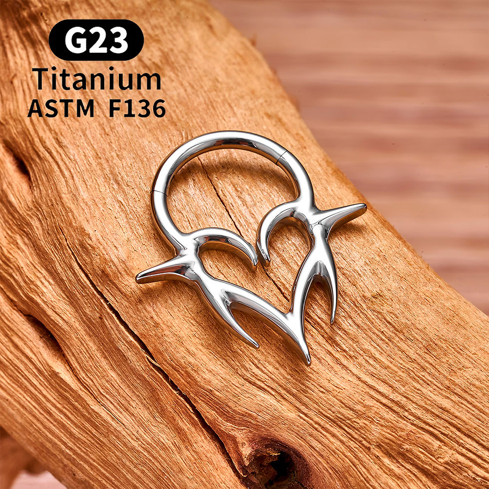 Thumbnail: ASTM F136 G23 TItanium Piercing Septum Heart Nose Rings 16G Hinged Clicker Tragu