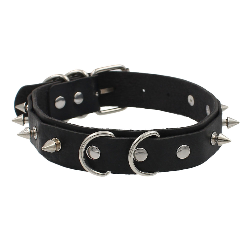 Thumbnail: Choker Collar Necklace Woman Black Punk Sexy PU Leather Heart Lock Key Spike Cho