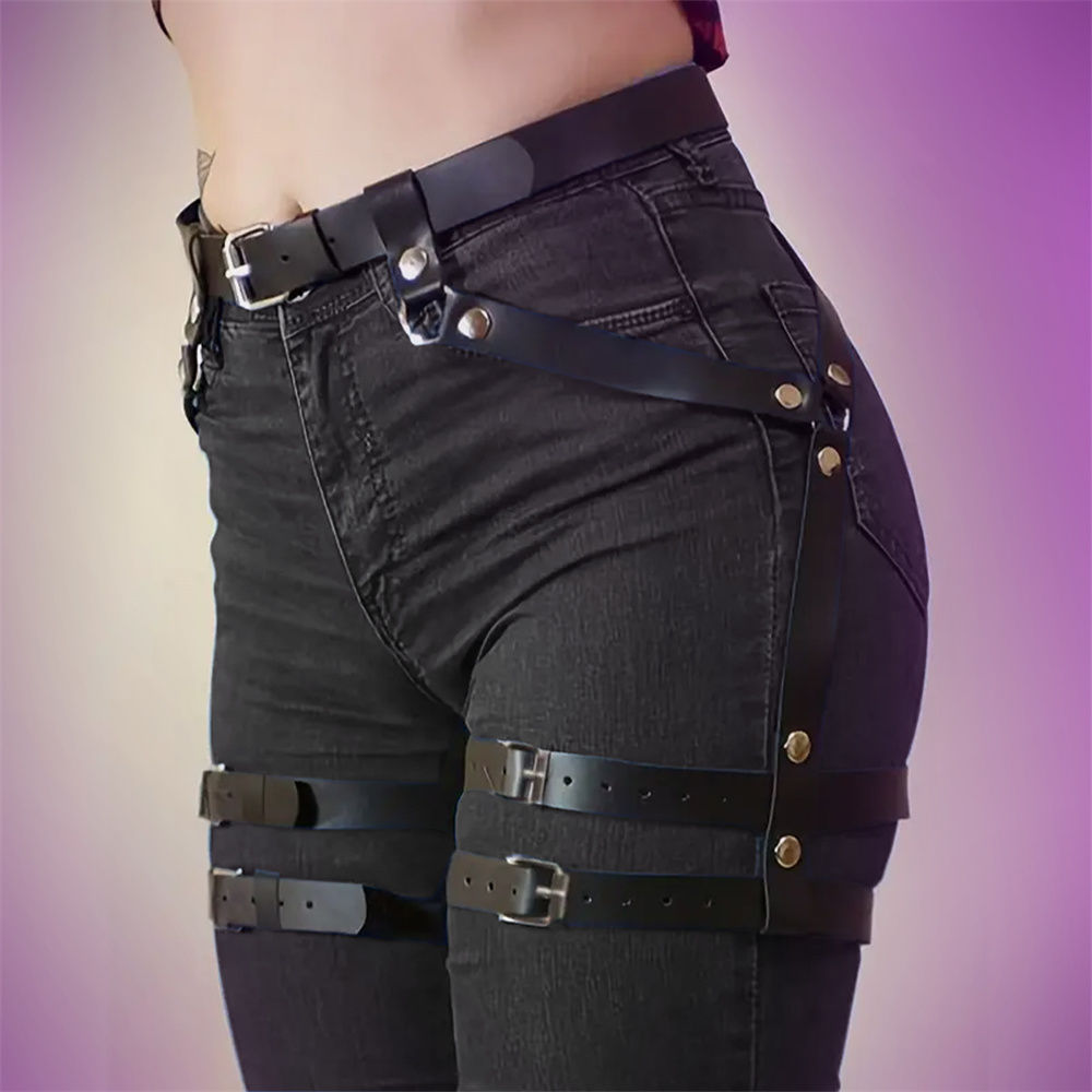 Punk Style Y2K Fashion Pu Leather Waist Belt For Women Harness Belt Suspenders B