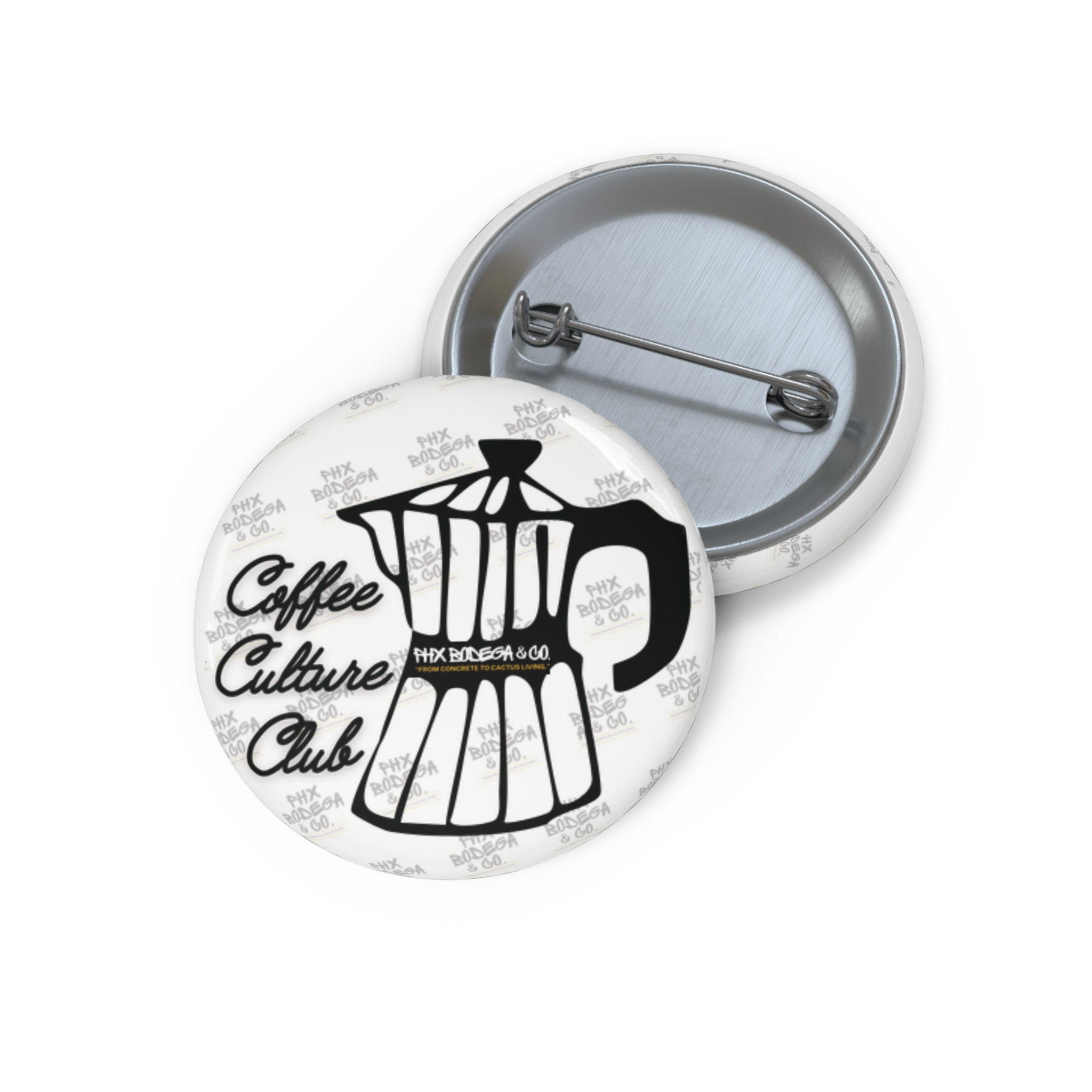Coffee Culture Club Pin Button — Moka Pot Enamel-Style Badge