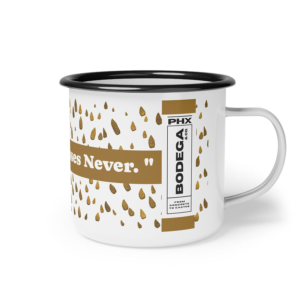 Thumbnail: "Coffee First, Excuses Never" Vintage Enamel Camper Coffee Mug